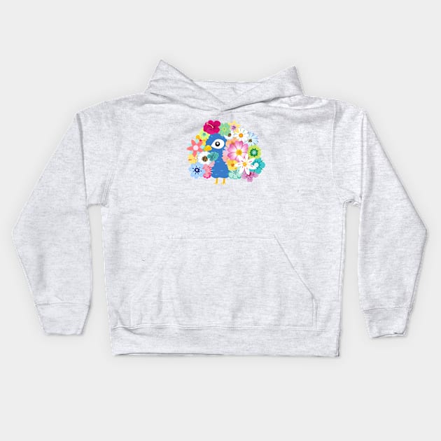 Flowers Peacock Kids Hoodie by m-laP